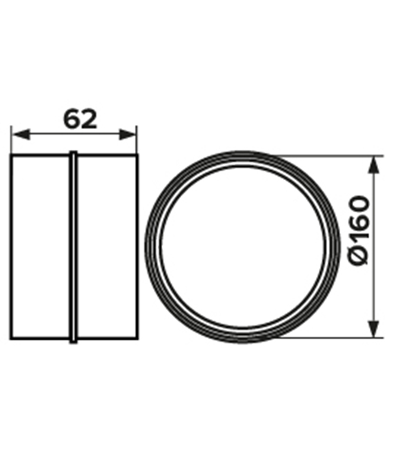 Соединитель для круглых воздуховодов ERA пластиковый d160 мм