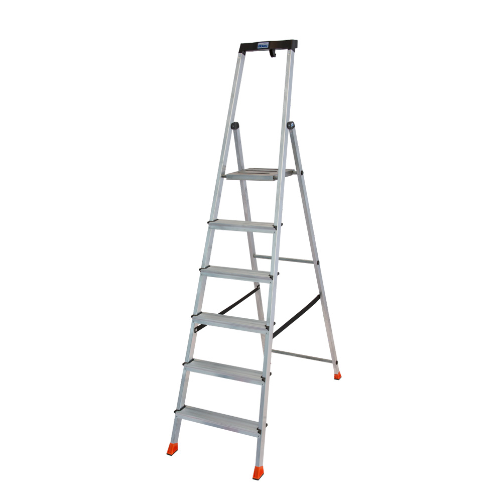 Стремянка алюминиевая 6 ступеней 80 мм с лотком-органайзером 1,25 м Krause