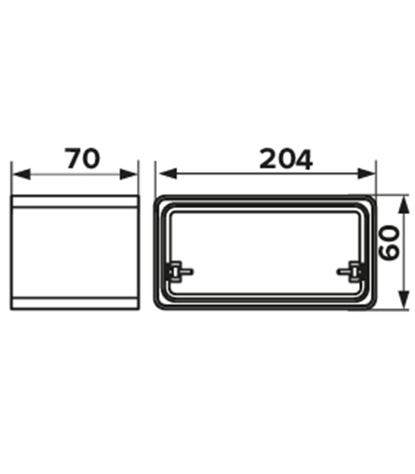 Соединитель прямой пластиковый для плоских воздуховодов 60х204 мм с обратным клапаном