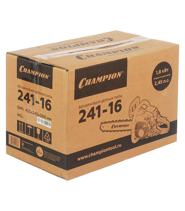 Бензопила Champion 241 2,45 л.с. 16" шаг 3/8" паз 1,3 мм 56 звеньев