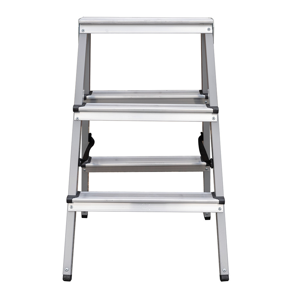 Стремянка стальная с алюминиевыми ступенями 3 ступени 80 мм двухсторонняя 0,65 м Hesler
