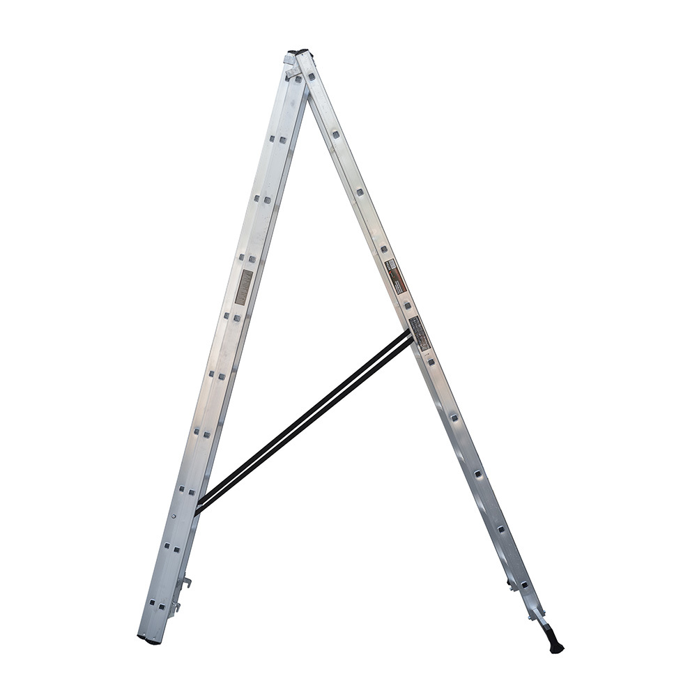 Лестница алюминиевая трансформер трехсекционная 10 ступеней Hesler бытовая