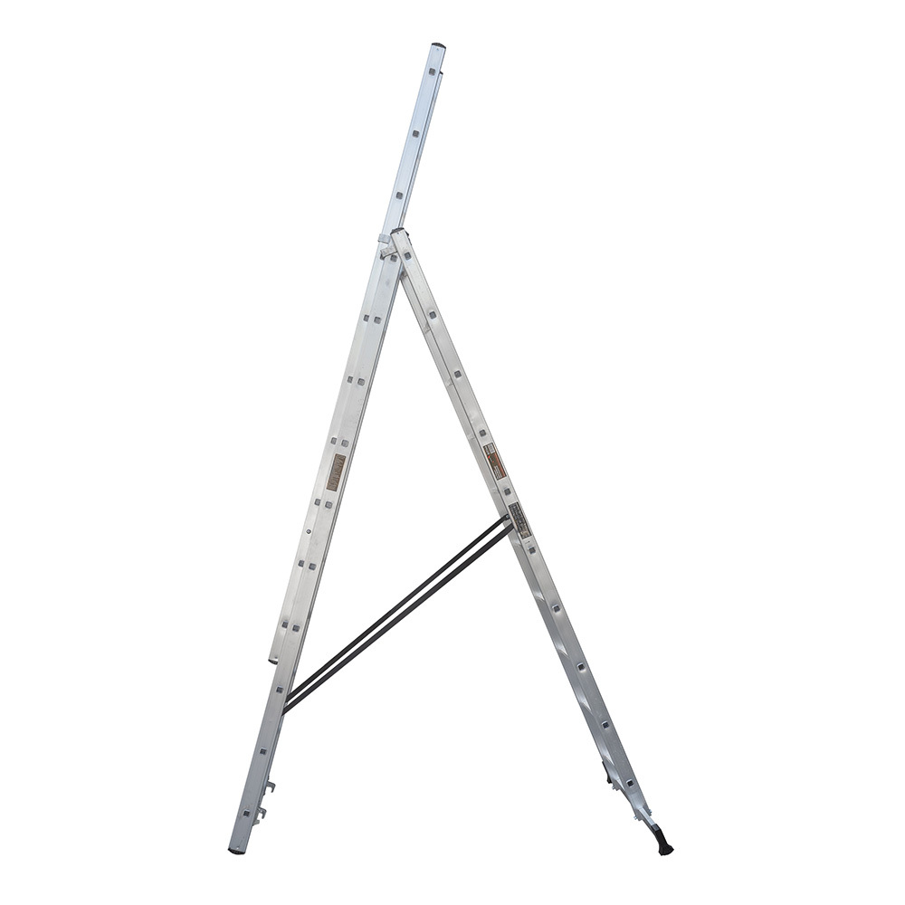 Лестница алюминиевая трансформер трехсекционная 10 ступеней Hesler бытовая
