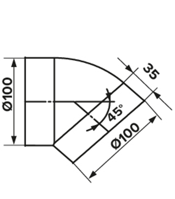 Колено для круглых воздуховодов ERA пластиковое d100 мм 45°