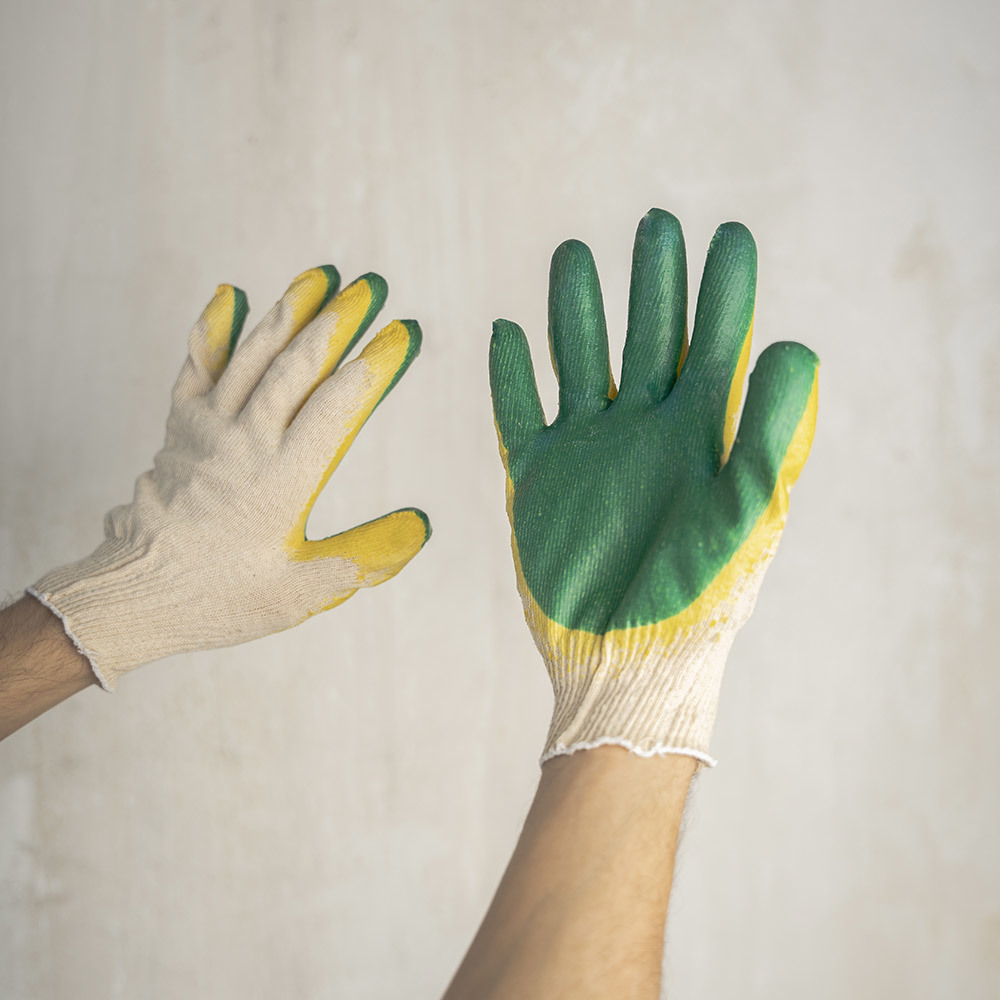 Перчатки х/б 5 нитей с двойным латексным обливом Стандарт зеленые 10 (XL) (170127)