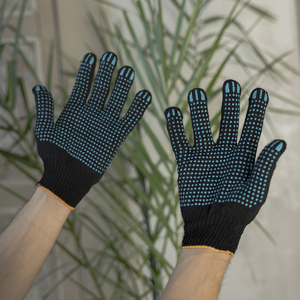 Перчатки х/б 4 нити с ПВХ покрытием черные 10 (XL)