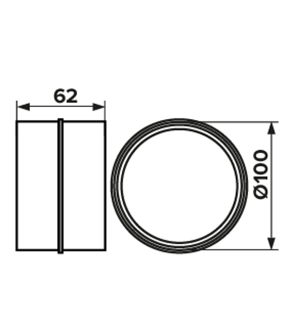 Соединитель для круглых воздуховодов ERA пластиковый d100 мм