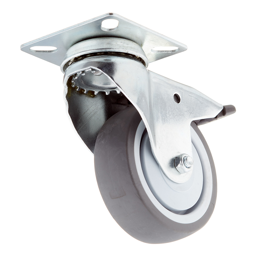 Опора колесная поворотная пластик/резина со стопором 75 мм серая (1 шт.)