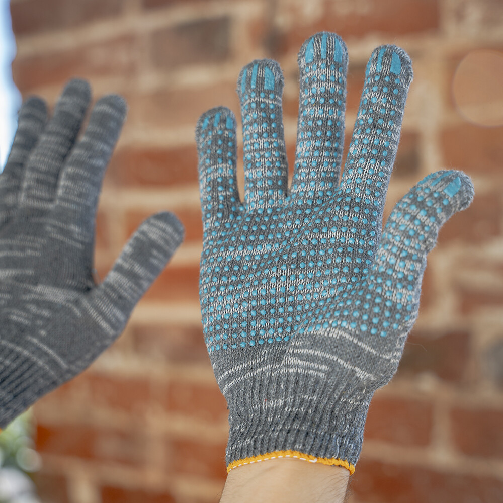 Перчатки х/б 4 нити с ПВХ покрытием графит 9 (XL)