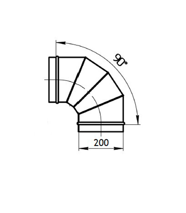 Отвод для круглых воздуховодов d200 мм 90° оцинкованный