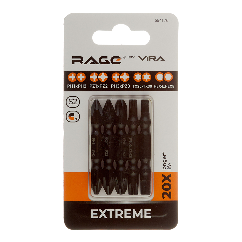 Набор бит Rage by Vira (554176) PH/PZ/T/HEX 50 мм двухсторонних (5 шт.)