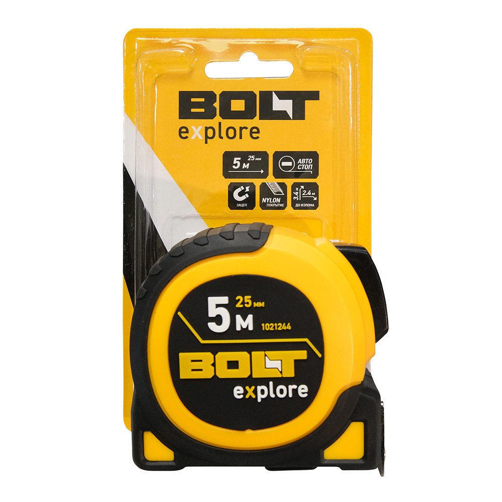Рулетка Bolt eXplore с автостопом магнитная 5 м x 25 мм