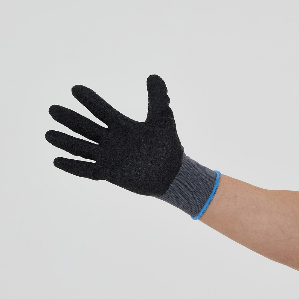 Перчатки полиэстеровые 13 нитей с латексным обливом тактильные Delta Plus VE630 черные 10 (XL)