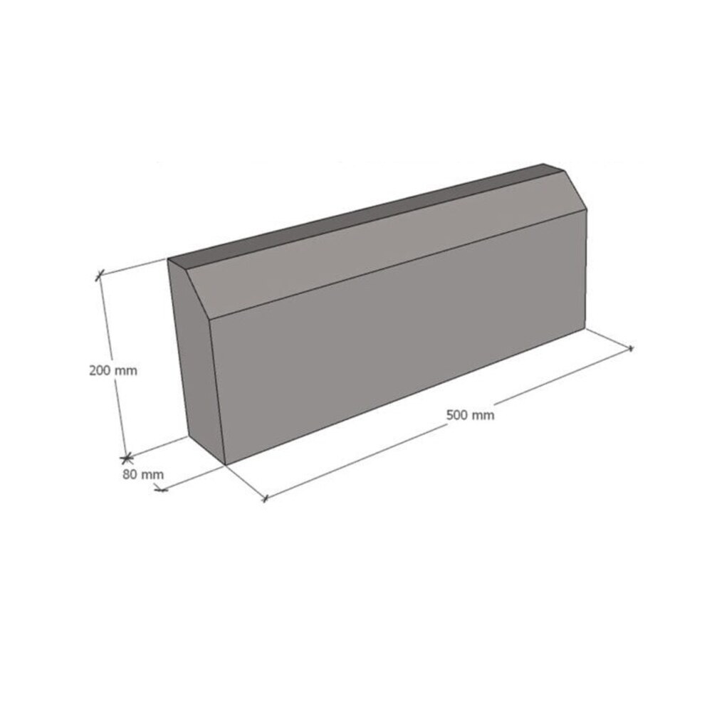 Бордюр тротуарный вибропрессованный 500х200х80 мм серый
