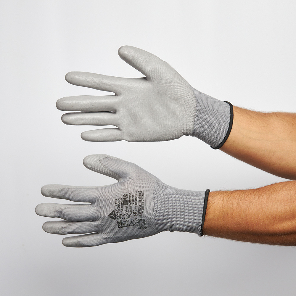 Перчатки полиэстеровые 13 нитей с полиуретановым покрытием Delta Plus VE702 9 (L)