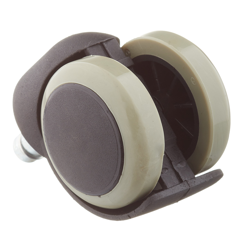 Ролик двойной со штифтом пластик/резина d50 мм (серый/черный)