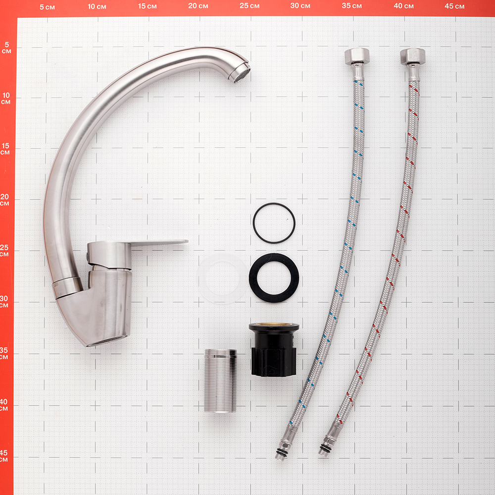 Смеситель для кухни Corsa Deco Swan сталь с высоким изливом однорычажный (966372)