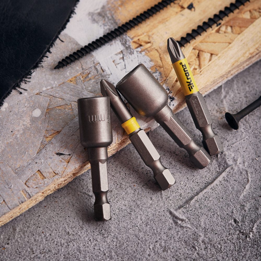 Набор бит Kranz (KR-92-0461) PH2/PZ2 50 мм с магнитным держателем (4 шт.)