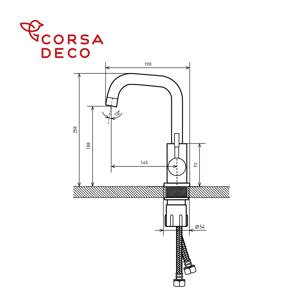 Смеситель для кухни и раковины Corsa Deco TS нержавеющая сталь с поворотным изливом однорычажный (FKTS)