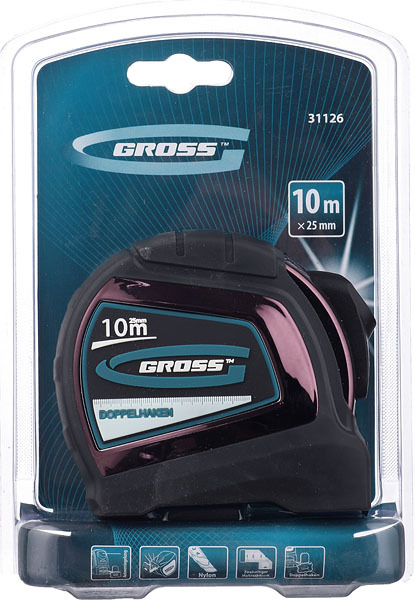 Рулетка Gross с автостопом 10 м x 25 мм