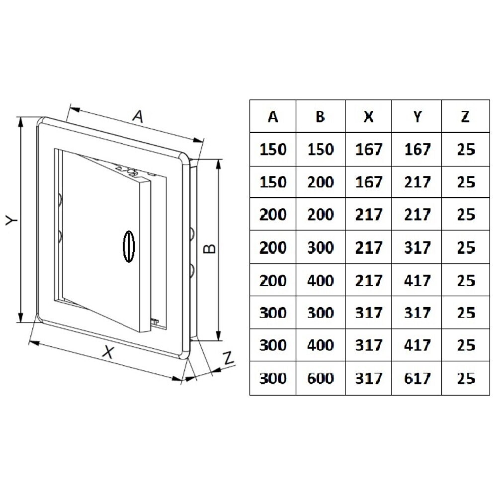 Люк ревизионный Центр Тагис ЛР пластиковый 200х200 мм врезной с ручкой